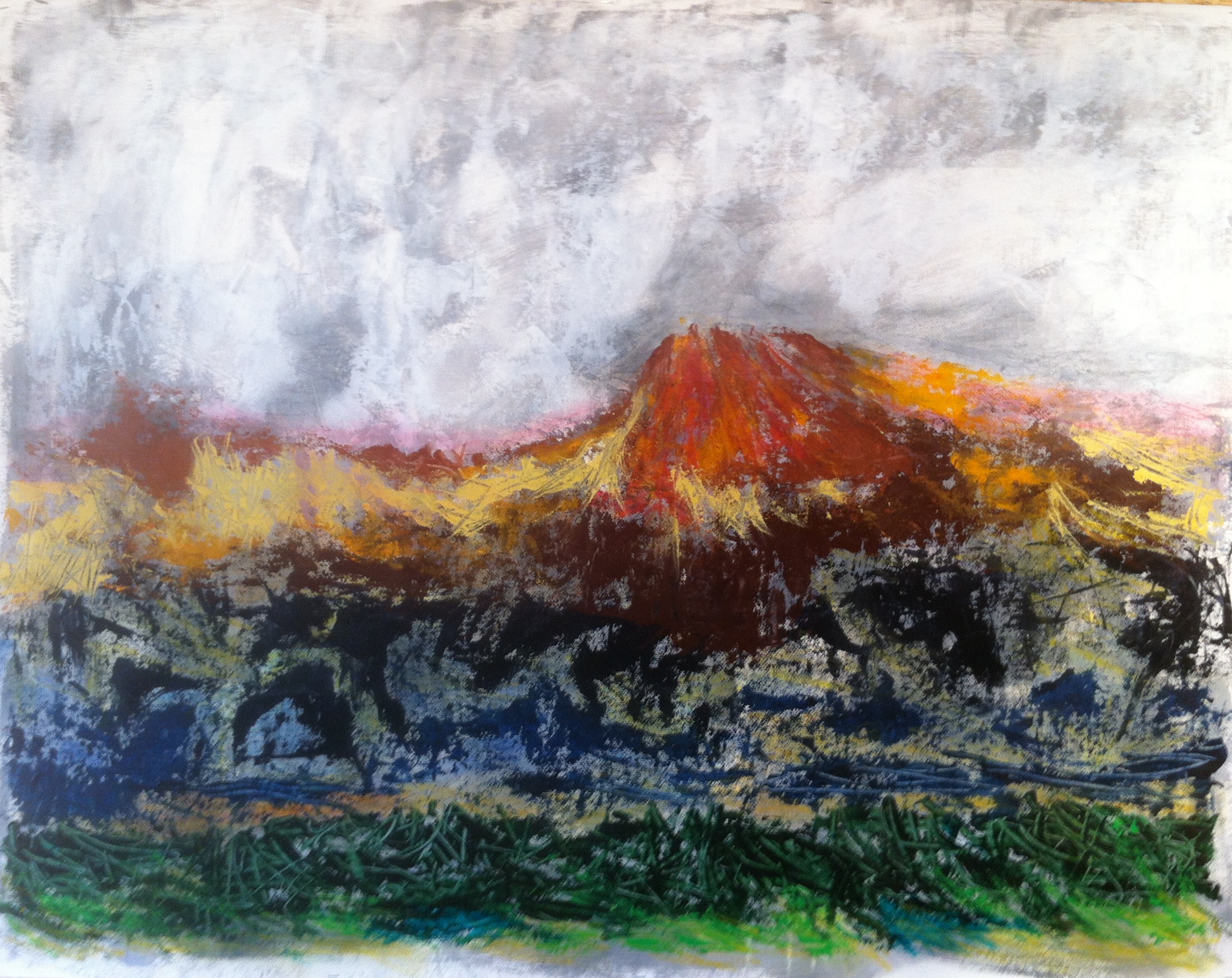 N°1501 - Olympe - Acrylique et pastel sur papier - 100 x 130 cm - 12 juillet 2014